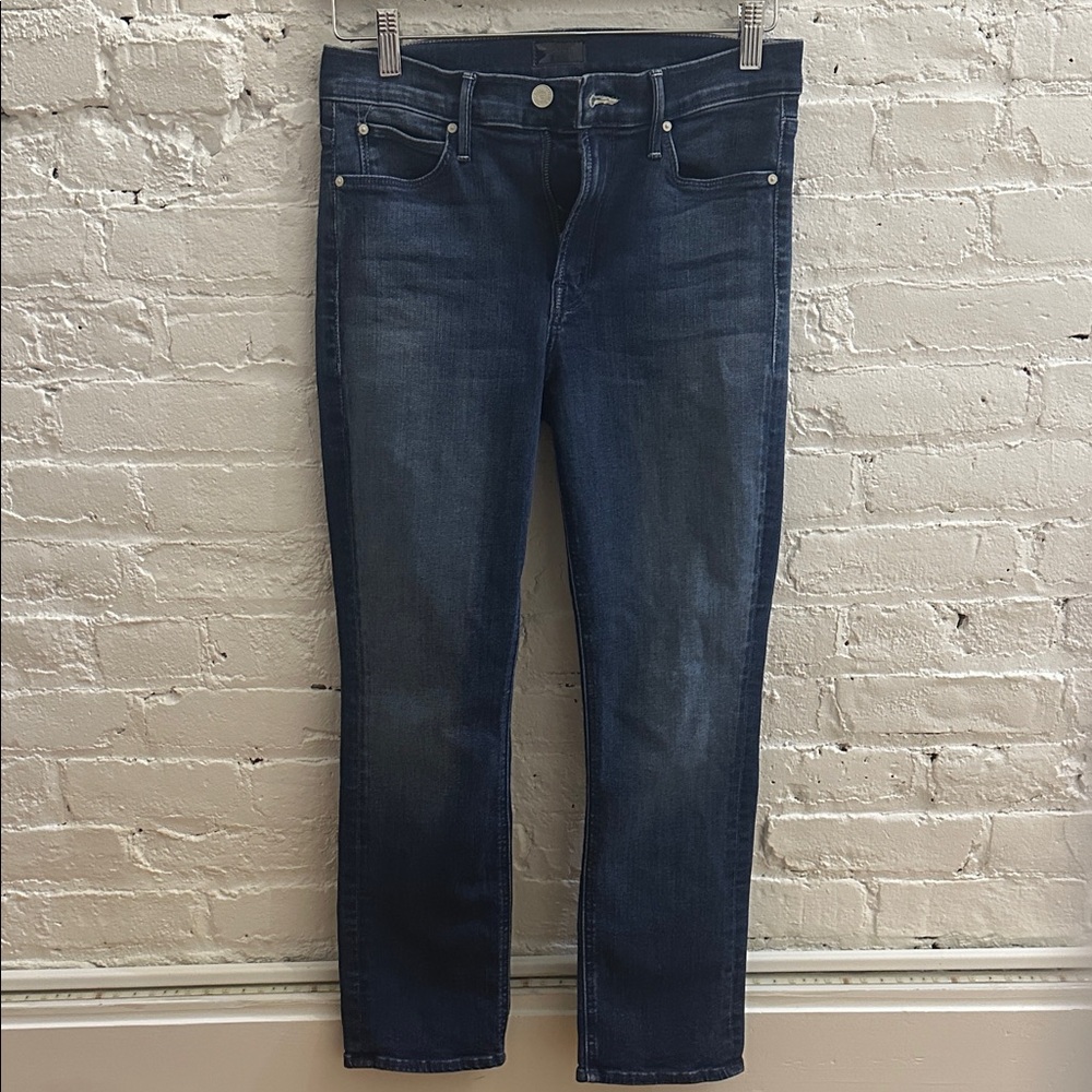 MOTHER Lil' Mid Rise Dazzler Ankle Jeans - Dark Blue